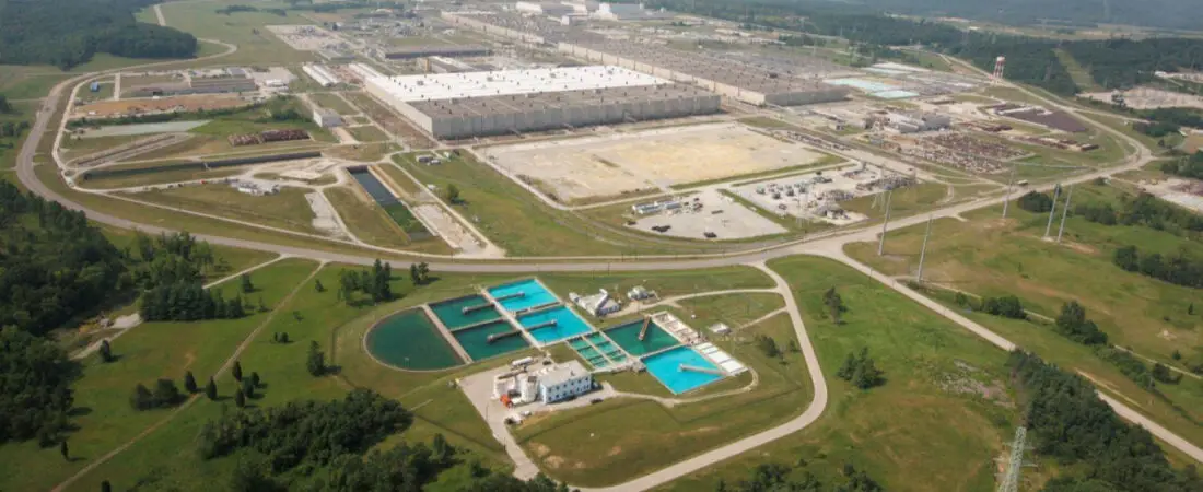 Aerial view of the Portsmouth Site in Pike County, Ohio, where the PORTS-Pike Technology Campus is being developed.