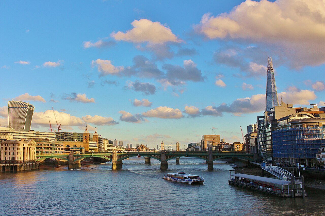 London skyline over the River Thames with The Shard and Tower Bridge